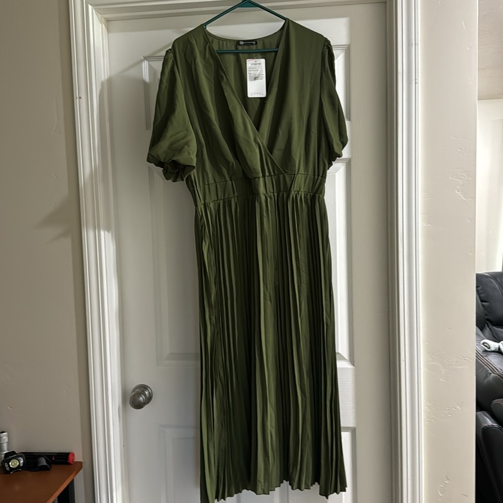 NWT PRETTYGARDEN Women's Wrap V-Neck Midi Dress Short Sleeve High Low Hem